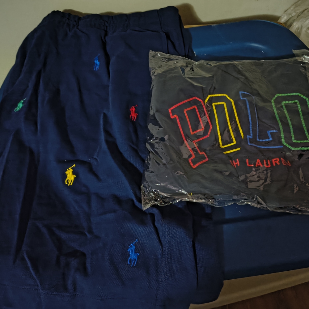 Polo by Ralph Lauren Blue Set with Multicolor Logos